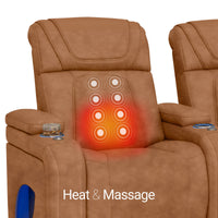 Caliente Zero Gravity Home Theater Seating with Heat & Massage Single Recliner