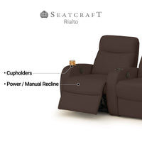 Rialto Italian Leather Home Theater Seating Single Recliner