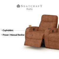 Rialto Italian Leather Home Theater Seating Single Recliner