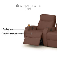 Rialto Italian Leather Home Theater Seating Single Recliner