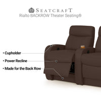 Rialto BACKROW Theater Seating®, Power Recline, Italian Leather, Single Recliner