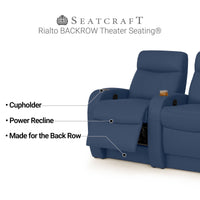 Rialto BACKROW Theater Seating®, Power Recline, Italian Leather, Single Recliner
