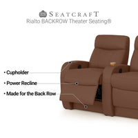 Rialto BACKROW Theater Seating®, Power Recline, Italian Leather, Single Recliner