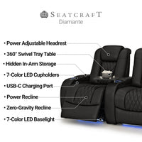 Diamante Italian Leather Zero Gravity Home Theater Seating