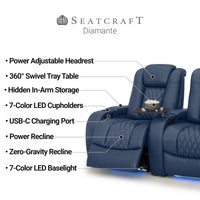 Diamante CoolZeroᵀᴹ Italian Leather Home Theater Seating Single Recliner