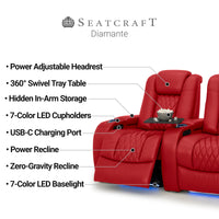 Diamante Italian Leather Zero Gravity Home Theater Seating