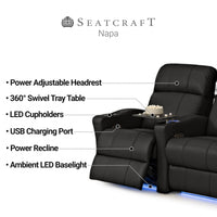 Napa Italian Leather Spacesaver Home Theater Seating Single Recliner