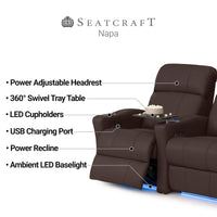 Napa Italian Leather Spacesaver Home Theater Seating Single Recliner