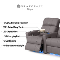 Napa Italian Leather Spacesaver Home Theater Seating Single Recliner