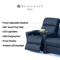 Napa Italian Leather Spacesaver Home Theater Seating Single Recliner