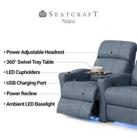 Napa Italian Leather Spacesaver Home Theater Seating Single Recliner