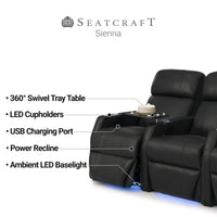 Sienna Italian Leather Spacesaver Home Theater Seating Single Recliner