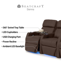Sienna Italian Leather Spacesaver Home Theater Seating Single Recliner