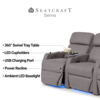 Sienna Italian Leather Spacesaver Home Theater Seating Single Recliner