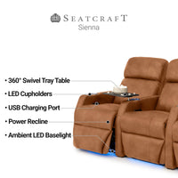 Sienna Italian Leather Spacesaver Home Theater Seating Single Recliner