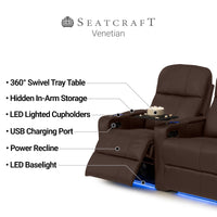 Venetian Italian Leather Home Theater Seating Single Recliner