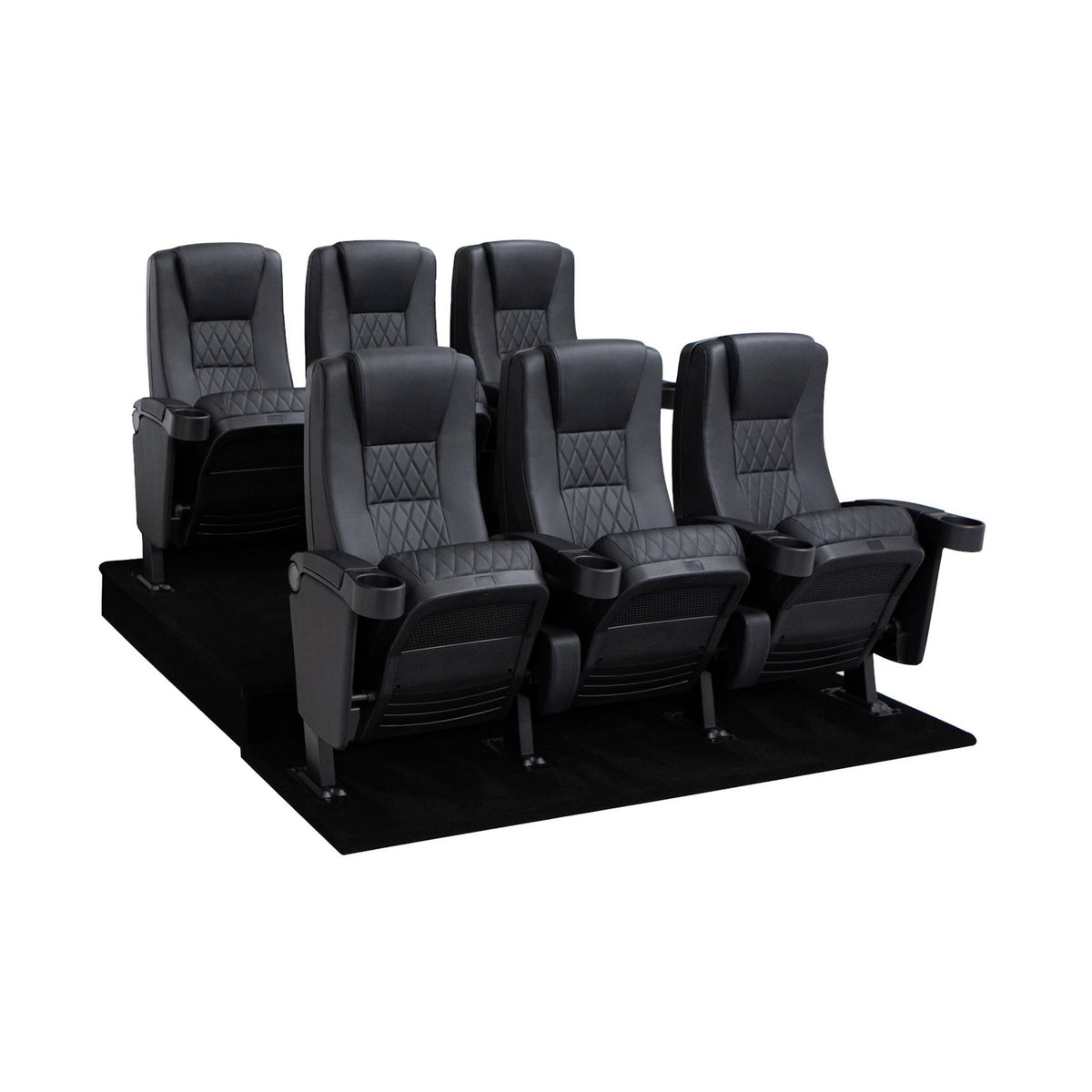 Seatcraft Madrigal 2 Row Home Theater Seats and Riser Package, Vinyl, Black