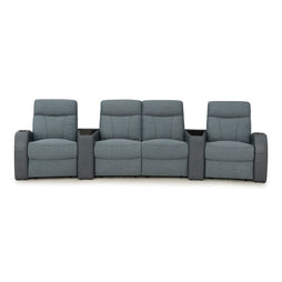Rialto Italian Leather & Fabric Wedge Console Home Theater Seating