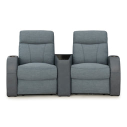 Rialto Italian Leather & Fabric Wedge Console Home Theater Seating