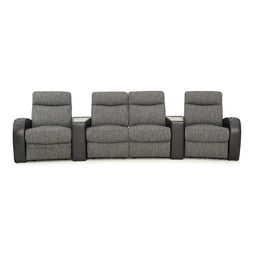 Rialto Italian Leather & Fabric Wedge Console Home Theater Seating