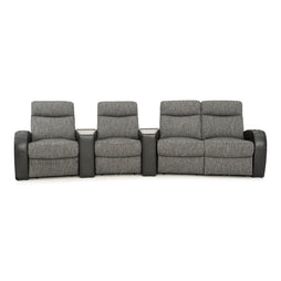 Rialto Italian Leather & Fabric Wedge Console Home Theater Seating