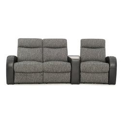 Rialto Italian Leather & Fabric Wedge Console Home Theater Seating