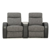 Rialto Italian Leather & Fabric Wedge Console Home Theater Seating