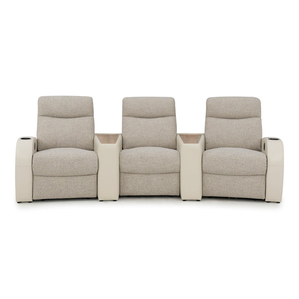 Rialto Italian Leather & Fabric Wedge Console Home Theater Seating