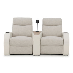 Rialto Italian Leather & Fabric Wedge Console Home Theater Seating