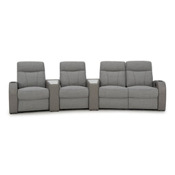 Rialto Italian Leather & Fabric Wedge Console Home Theater Seating