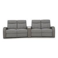 Rialto Italian Leather & Fabric Wedge Console Home Theater Seating
