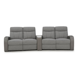 Rialto Italian Leather & Fabric Wedge Console Home Theater Seating