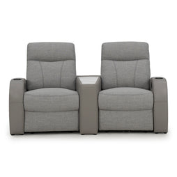 Rialto Italian Leather & Fabric Wedge Console Home Theater Seating