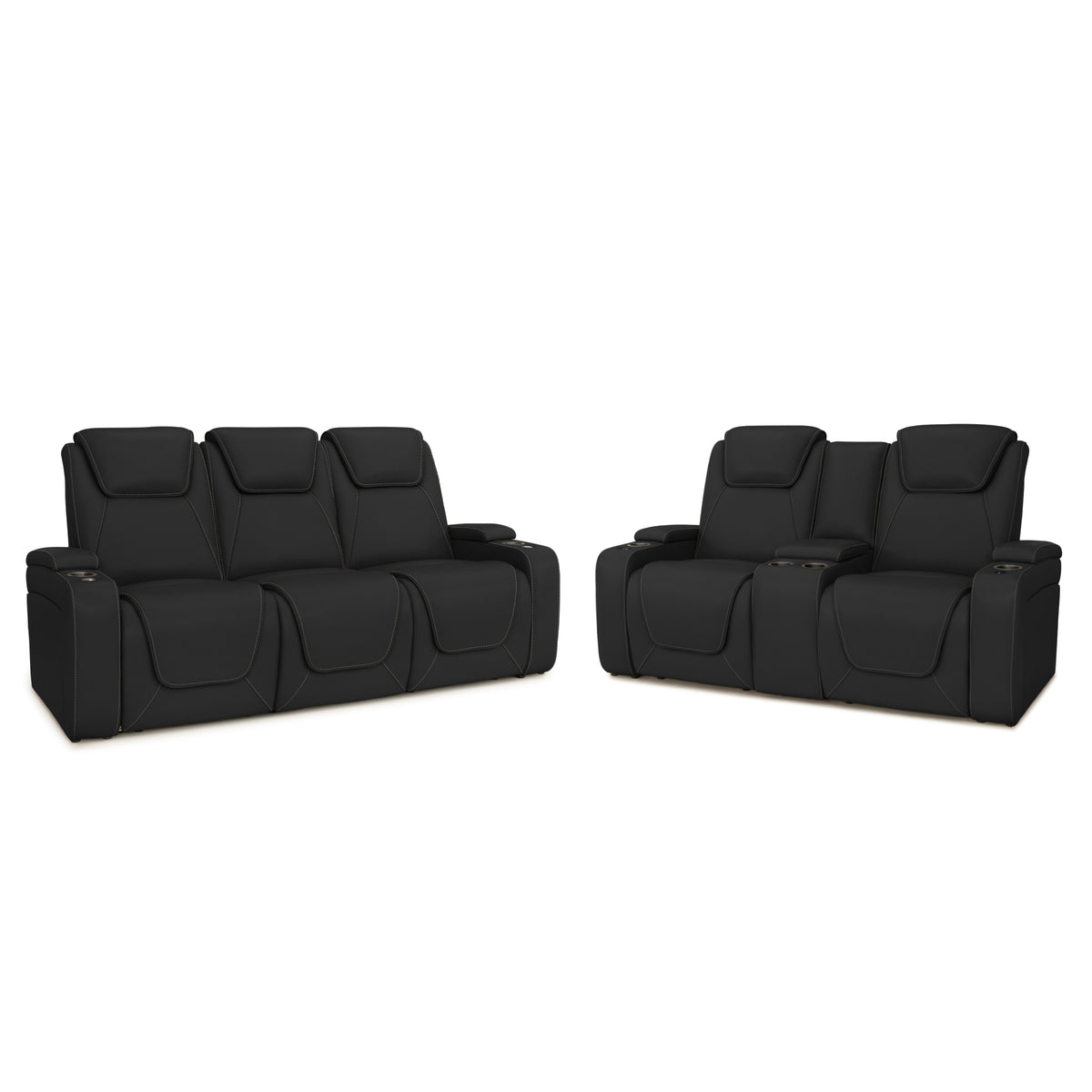 Seatcraft Concerto Heat & Massage Multimedia Sofa & Loveseat Black / Sofa & Loveseat / Sofa w/ Loveseat