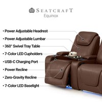 Equinox CoolZeroᵀᴹ Italian Leather Home Theater Seating Single Recliner