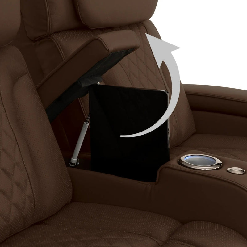 Luminis 365 HeatZeroᵀᴹ Big & Tall Leather Home Theater Seating in Chestnut - Hidden In-Arm Storage