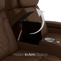 Luminis 365 HeatZeroᵀᴹ Big & Tall Leather Home Theater Seating in Chestnut - Hidden In-Arm Storage