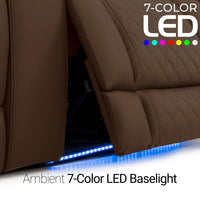 Luminis 365 HeatZeroᵀᴹ Big & Tall Leather Home Theater Seating in Chestnut - 7-Color LED Baselights