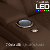 Luminis 365 HeatZeroᵀᴹ Big & Tall Leather Home Theater Seating in Chestnut - 7-Color LED Cupholders