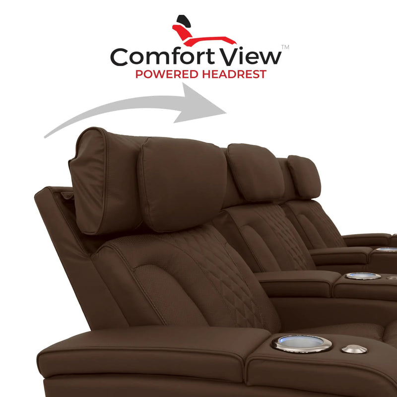 Luminis 365 HeatZeroᵀᴹ Big & Tall Leather Home Theater Seating in Chestnut - Adjustable Power Headrest