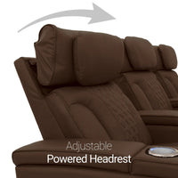 Luminis 365 HeatZeroᵀᴹ Big & Tall Leather Home Theater Seating in Chestnut - Adjustable Power Headrest