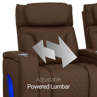 Luminis 365 HeatZeroᵀᴹ Big & Tall Leather Home Theater Seating in Chestnut - Adjustable Power Lumbar