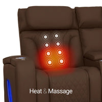 Luminis 365 HeatZeroᵀᴹ Big & Tall Multimedia Loveseat in Chestnut - Heat & Massage
