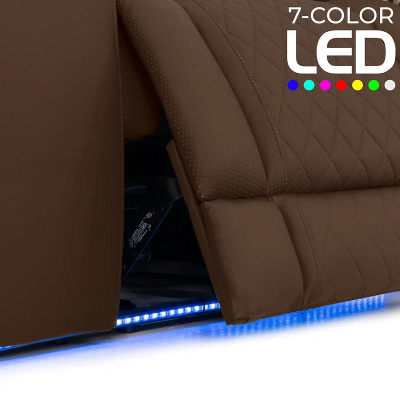 Luminis 365 HeatZeroᵀᴹ Big & Tall Multimedia Loveseat in Chestnut - 7-Color LED Baselights
