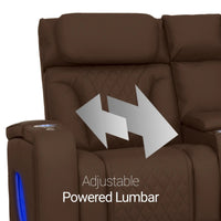 Luminis 365 HeatZeroᵀᴹ Big & Tall Multimedia Loveseat in Chestnut - Adjustable Power Lumbar