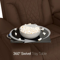 Luminis 365 HeatZeroᵀᴹ Big & Tall Multimedia Loveseat in Chestnut - Swivel Tray Table