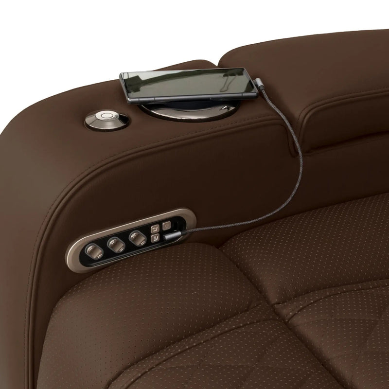 Luminis 365 HeatZeroᵀᴹ Big & Tall Multimedia Loveseat in Chestnut - USB-A / USB-C Charging Ports
