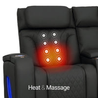 Luminis 365 HeatZeroᵀᴹ Big & Tall Multimedia Loveseat in Ebony - Heat & Massage