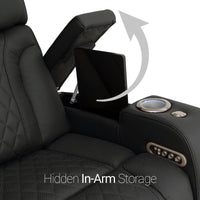 Luminis 365 HeatZeroᵀᴹ Big & Tall Multimedia Loveseat in Ebony - Hidden In-Arm Storage