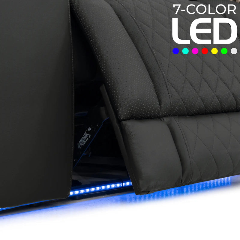 Luminis 365 HeatZeroᵀᴹ Big & Tall Multimedia Loveseat in Ebony - 7-Color LED Baselights
